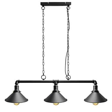 Imagem de E27 Luminária Pendente Sala de Jantar Vintage Industrial Metal Retangular Design Luminária Pendente Preta Rústica Sala de Estar Escritório Cozinha Restaurante Luminária Lustre Iluminação de