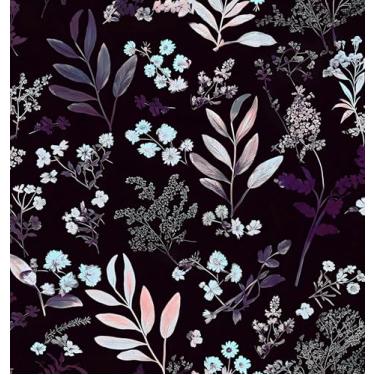 Imagem de Laatse Papel de parede vintage descasque e cole papel de parede floral escuro 43 cm x 395 cm papel de contato com folha roxa vinil impermeável autoadesivo boho papel de parede botânico para decoração