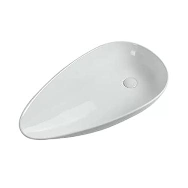 Imagem de Pias de banheiro pia de vaso de cerâmica branca para banheiro pias de banheiro modernas acima do balcão porcelana lavatório de vaso de fazenda pias de banheiro pia de vaso (tamanho: G)