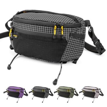 Imagem de HIKEMAN Bolsa com alça para mochila, bolso leve para celular, grande capacidade e à prova d'água, pochete multifuncional para caminhadas, corridas, viagens, ciclismo, Preto, Casual