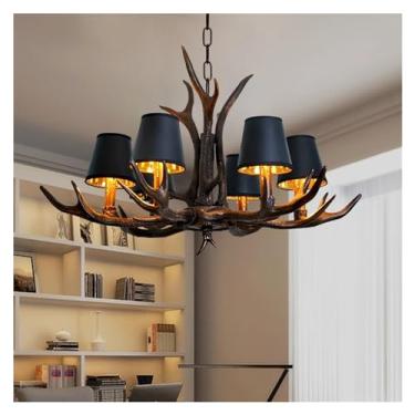 Imagem de Retro Antlers LED Lustre Mesa Jantar Sala de estar Cozinha Acessórios Luminária Pendente Decoração para casa Luminária de interior Lustre Luminária