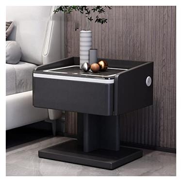 Imagem de Mesa de cabeceira inteligente criativa com estilo de carregamento USB criado-mudo com luz LED armário lateral (cor: inteligência, tamanho: Argento)