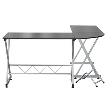 Imagem de Mesa de computador de madeira em forma de L preta (D)