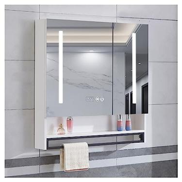 Imagem de AKALNNB Armário de espelho de banheiro montado na parede, armário de remédios com luz, alta definição, adequado para corredores, quartos e salas de estar