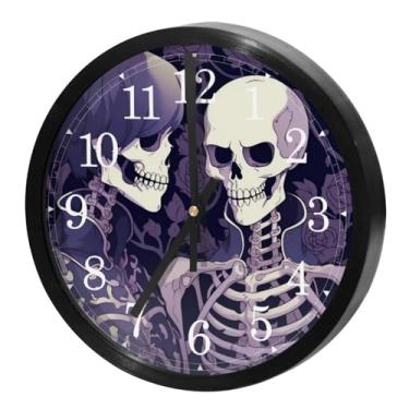 Imagem de LILINWAN Relógio de parede 24 cm sem tique-taque silencioso operado por bateria relógio de parede redondo moderno estilo simples decoração relógio para escritório/escola/quarto/sala de estar