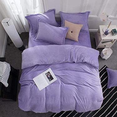 Imagem de Jogo de lençol de flanela de veludo, flanela grossa, dois lados, cor sólida, jogo de cama com capa quente de inverno - Ydl23_Twin Size 3 peças (Ydl23 King size 4 peças)