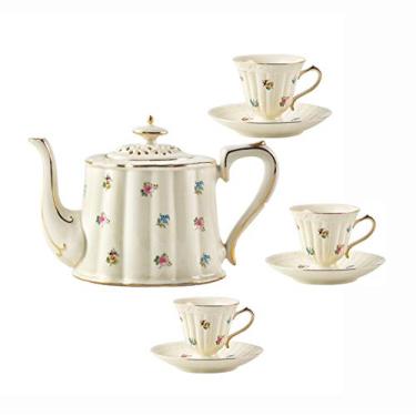Imagem de Conjunto de Chá Porcelana Xícaras de Café e Pires Osso China Bule Rosa Bule de Chá Rosas Old Country Bule 7 Peças, B (B) (A) (B)