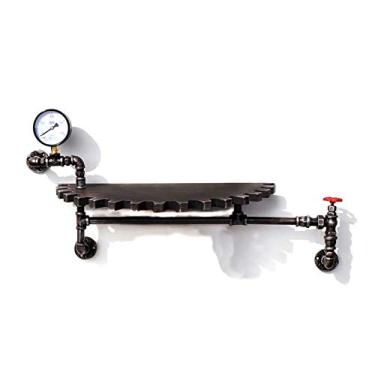 Imagem de Prateleiras de parede suspensas de madeira, material de metal, resistente e decoração de casa