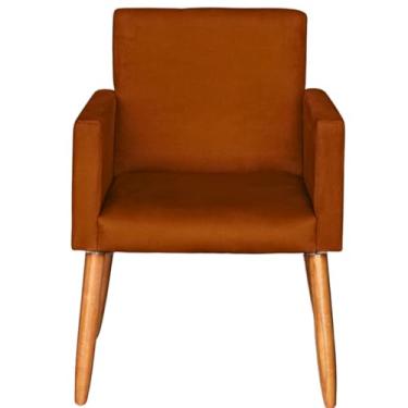 Imagem de Poltrona Estofada Decor para Sala de Espera Tecido Suede Macia Pés de Madeira Moblan decor (Terracota)