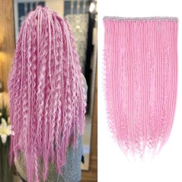Imagem de Pouweney Dreadlock Extensions Conjuntos completos, 61 cm sintético 10 extensões de dreads feitos à mão, macio, fino, 0,6 cm de largura (rosa)