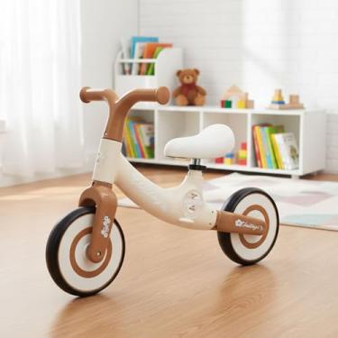 Imagem de Bicicleta de Equilíbrio Infantil Sem Pedal Marrom, Suporta Até 30kg, Ajustável, Ideal para Crianças a Partir de 2 Anos, Estimula Coordenação e Equilíbrio, Design Seguro e Confortável