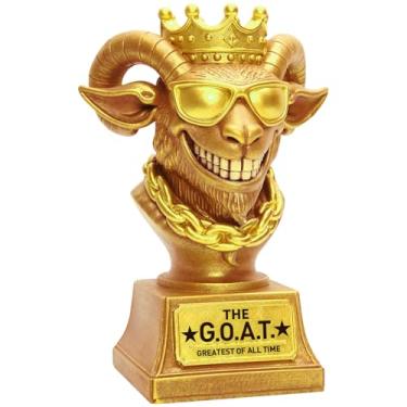 Imagem de Freetoes The Goat Trophy Award, G.O.A.T O maior de todos os tempos troféus engraçados para adultos, prêmios de decoração de cabras grandes e troféus mesa de escritório, troféu de futebol de fantasia