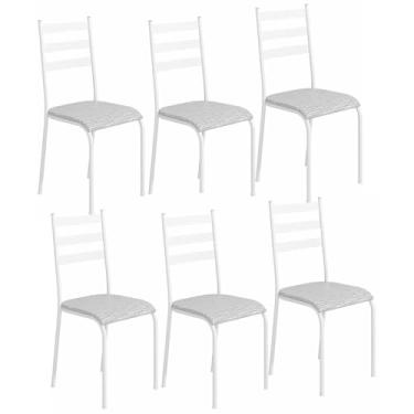 Imagem de Kit 6 Cadeiras 541 Sala Jantar Cozinha Pés Aço Tubular Cinza/branco