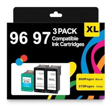 Imagem de Eficazink Cartucho De Tinta 96 97 Compatível Com Impressoras Deskjet 6540 6940 5940 6840 6988 6980 9800 Officejet 7210 7310 7410 Photosmart 8030 8050 (Pacote 3)