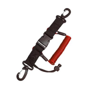 Imagem de Dynwave Cordão de mergulho com fivela de liberação rápida, cordão profissional versátil com mola espiral para lanterna de câmera e luzes de mergulho, Vermelho