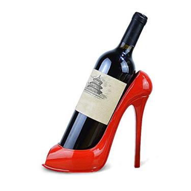 Imagem de Rack de vinho de bancada vermelho sapatos de salto alto decorativo suporte de garrafa de vinho decoração de quarto multifuncional rack de armazenamento de chave para casa decoração de mesa rack de