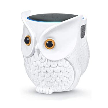 Imagem de Ctoiotc Suporte de suporte de coruja, estátua de coruja atualizada suporte de alto-falante inteligente para Echo Dot 4ª/3ª/2ª geração, Google Home Mini/Google Nest Mini (2ª geração), decoração de casa em formato de coruja decoração de desenho animado