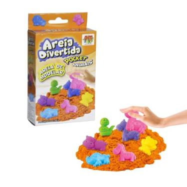 Imagem de Massinha Areia Mágica de Modelar Infantil Divertida Compacta Brinquedo Massa com Moldes Animais 150 gr