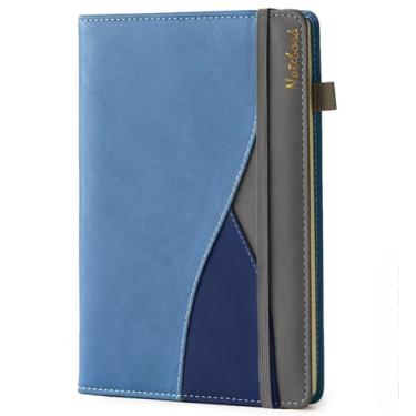 Imagem de RILIHO Caderno pautado A5 médio, caderno pautado universitário, 188 páginas numeradas, caderno de trabalho com bolso, papel grosso de 100 g/m2, diário de couro vegano de capa dura para mulheres e