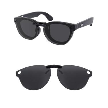 Imagem de HILEEN Óculos de sol polarizados clip-on para Ray-Ban Meta Headliner RW4009 50 mm para homens mulheres proteção UV - preto