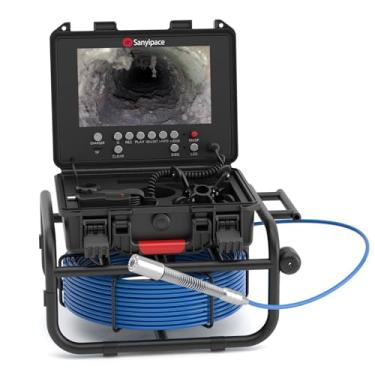 Imagem de Sanyipace Câmera De Esgoto 100 Pés/30 M, Sonda 512 Hz, Drenagem Autonivelante, Contador Distância, Zoom 5X, Gravador Vídeo E Voz, Tubulação Com Tela 9" Para Encanador, Encanamento 12 Leds