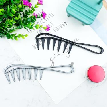 Imagem de 2 Pentes de dentes largos, pentes de dentes grandes, pentes de cabelo com dentes de tubarão, pente para cachos, pentes de cabelo de plástico durável para cabelos cacheados molhados ondulados e grossos