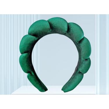 Imagem de Bandanas de spa para lavar o rosto ou cuidados com a pele facial, conjunto de faixas de cabelo felpudas para maquiagem inchada para lavar o rosto, impressão pleuche, verde, 5