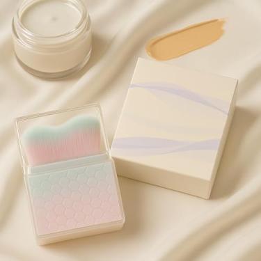 Imagem de Pincel de maquiagem retrátil portátil – Mini pincel de base e corretivo de viagem, à prova de poeira, cerdas macias, ferramenta de beleza compacta e multifuncional para mulheres – 16 x 3 x 8 cm (azul