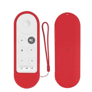 Imagem de Capa protetora para controle remoto Google Chromecast Voice TV 2020, capa de silicone antiderrapante à prova de choque, lavável com cordão (vermelho)