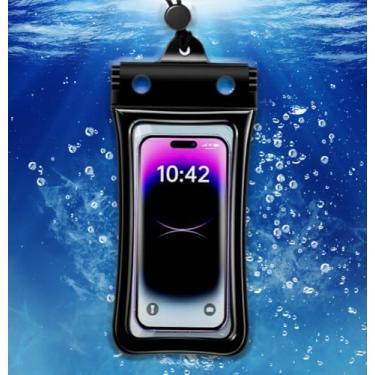 Imagem de Bolsa impermeável para celular, bolsa flutuante à prova d'água com tela sensível ao toque, capa universal para celular, fotografia subaquática para natação, rafting, mergulho (preto, 26 x 11 cm)
