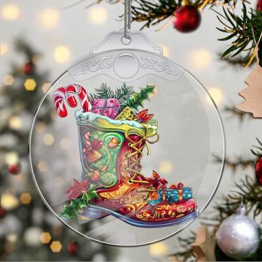 Imagem de Enfeites de Natal, botas de cristal, enfeites de árvore de Natal feitos à mão, decoração de carro e casa - presentes de Natal, decoração de artesanato em acrílico, ideias de troca de presentes para