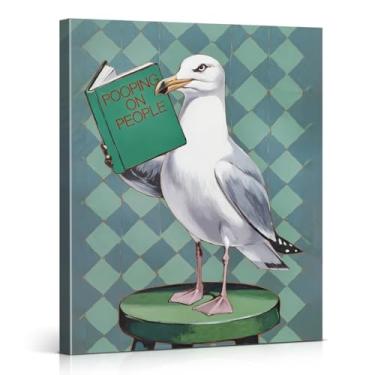 Imagem de Pôster engraçado de leitura de pombo arte de parede de banheiro impressão de humor casa de fazenda decoração de banheiro 20 x 25 cm