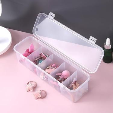 Imagem de Plástico transparente multifuncional com 5 compartimentos para acessórios de cabelo, faixas de cabelo, grampos de cabelo, joias e muito mais - ideal para