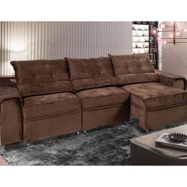 Imagem de Sofa Retratil e Reclinavel 4 Lugares 2,90m com Molas Ensacadas Espuma D28 Veludo para Sala de TV