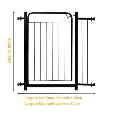 Imagem de Portão Pet Grade Para Cachorro 79cm A 84cm Com Extensor Cerquinha Refo