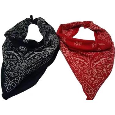 Imagem de Kit 2 Bandanas Lenços 1 Preto+1 Vermelho - Rock Ref: 239 - STYLESTORE,