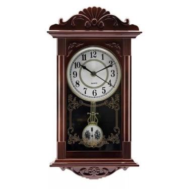 Imagem de Relógio De Parede Retangular Com Pendulo Decoração Retrô - Gici Decor