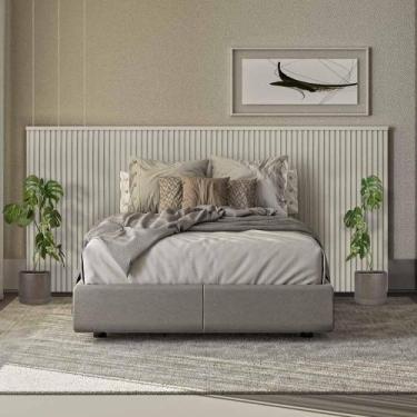 Imagem de Cabeceira Para Cama De Casal E Queen Ripada 241cm Laranjeira Off White