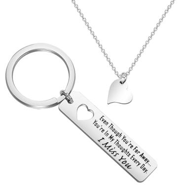 Imagem de Conjunto de chaveiros Even Though You're Far Away... You're In My Thoughts Every Day para namorado, namorada