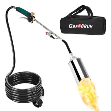 Imagem de Tocha de propano queimador de erva daninha de alto rendimento 1.200.000 BTU com mangueira de 3 m, maçarico de sopro resistente com controle de chama e ignição de botão turbo de gatilho, lança-chamas