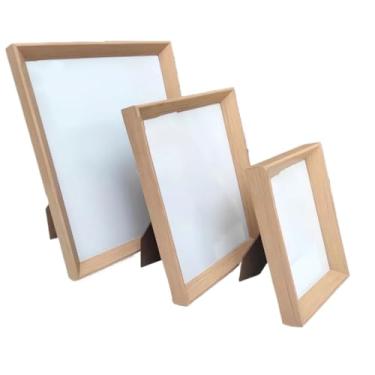 Imagem de Porta Retrato Amadeirado Moldura Mdf, Quadro Chique Decorativo 10x15cm, 15x20cm, 20x25cm(Bege,Kit 3 tamanho)