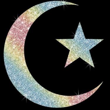 Imagem de Adesivo decalque brilhante brilhante lua crescente símbolo estrela vinil impermeável fácil de aplicar para laptop capacete carro caminhão motocicleta janelas para-choque parede (colorido)