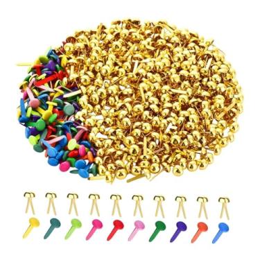 Imagem de Esquirla 300 peças de prendedores de papel, pinos de pressão, tachinhas, alfinetes para artesanato, tachinhas para scrapbooking e confecção de cartões, Dourado E Colorido