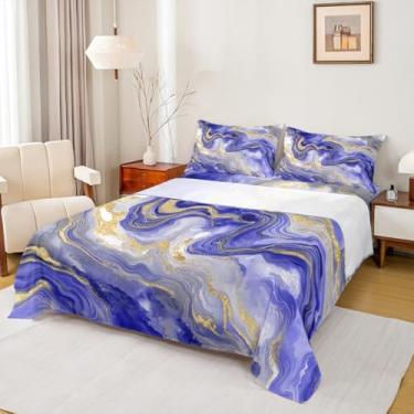 Imagem de Erosebridal Jogo de lençol de mármore para homens e mulheres, minimalista, arte fluida, aquarela gradiente, tie dye, lençol de cima, geométrico, mármore texturizado, decoração de quarto, estética