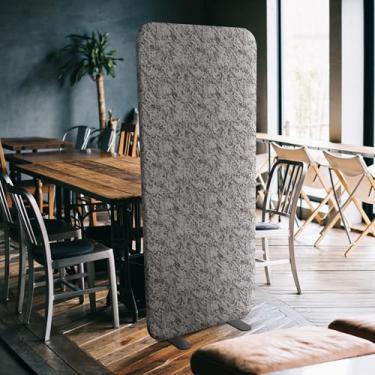 Imagem de DECOLAB Divisor de sala em pé, separador de divisória de espaço móvel para escritório, escola, espaço de estar, espaço de trabalho, resistência a arranhões, 74 cm x 165 cm, pedra fumê