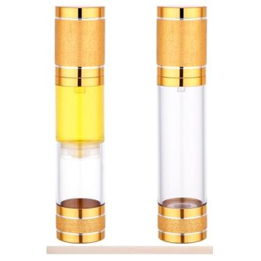 Imagem de Segbeauty Recipientes de viagem recarregáveis sem ar de 50 ml para cremes, 2 peças, dispensadores de bomba de loção vazios para viagem, à prova de vazamento, frascos de bomba de vácuo de ouro de 50 ml