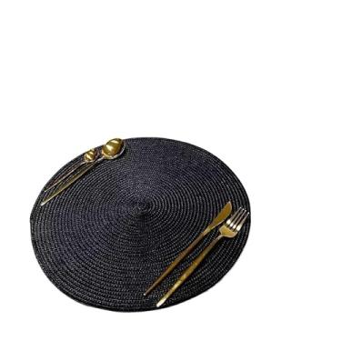 Imagem de Novo Kit Jogo Redondo Jantar Para Mesa Posta, Descanso De Prato Elegante(Preto,4 uni)