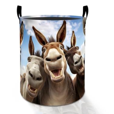 Imagem de Cesto de roupa suja engraçado para meninos, meninas, crianças, adultos, caixa de armazenamento de roupas Oxford, dobrável, impermeável, organizador de animais de fazenda para quarto, banheiro