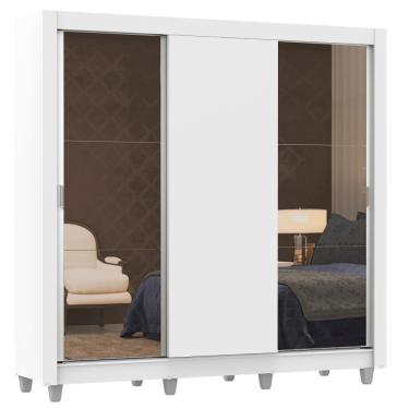 Imagem de Guarda Roupa Casal Lyon Branco 3 Portas de Correr Madesa