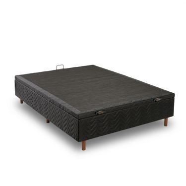 Imagem de Base para Cama Box Casal Arcón com Baú (43x138x188) Poliéster Preta